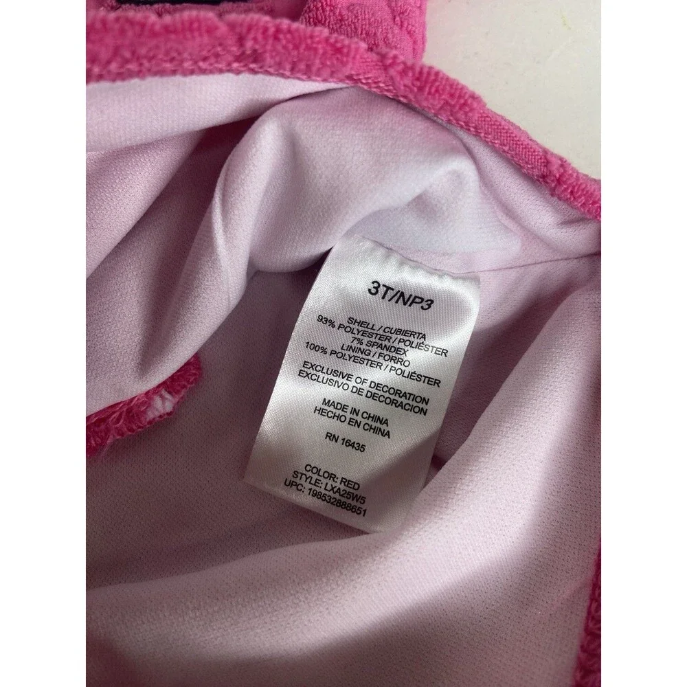 Hello Kitty Pink One Piece Rash Guard Lined Swimsuit Swimwear Girls Size 3T